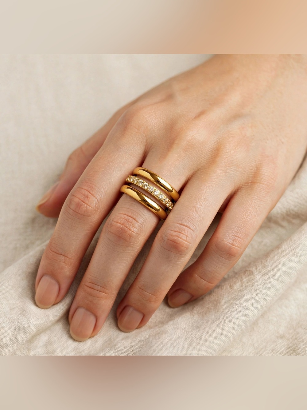 Gold Stackable Pavé Band Ring - Eternity Band